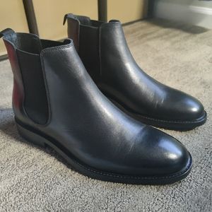 REISS Tenor Black Leather Chelsea Boots NWB Made In Italy